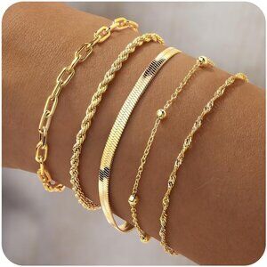 Luxury 14K Gold Plated Paperclip Chain Bracelets - Adjustable Women’s Jewelry